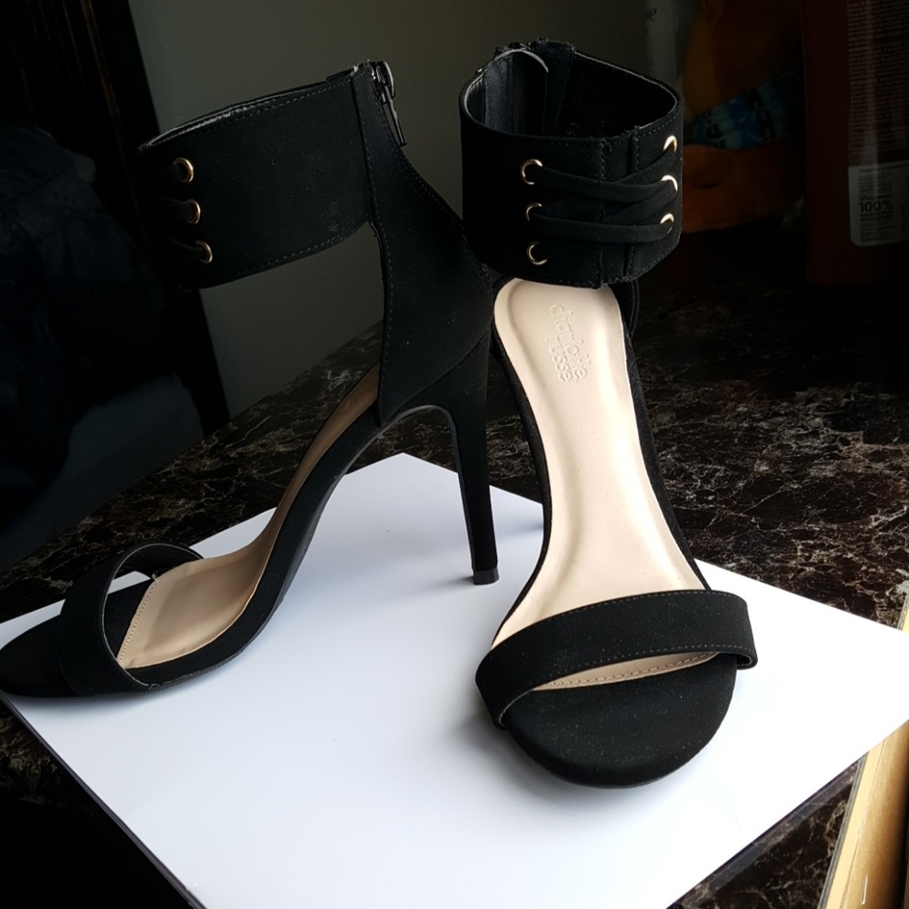 Black ankle strap heels